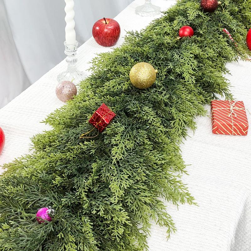 FestiveFinds™ Luxury 9ft Cedar Garland – Ultra-Lifelike, Full & Reusable Evergreen Greenery for Elegant Holiday Mantels, Staircases, and Front Door Décor