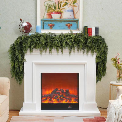 FestiveFinds™ Luxury 9ft Cedar Garland – Ultra-Lifelike, Full & Reusable Evergreen Greenery for Elegant Holiday Mantels, Staircases, and Front Door Décor