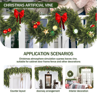 FestiveFinds™ Luxury 9ft Cedar Garland – Ultra-Lifelike, Full & Reusable Evergreen Greenery for Elegant Holiday Mantels, Staircases, and Front Door Décor