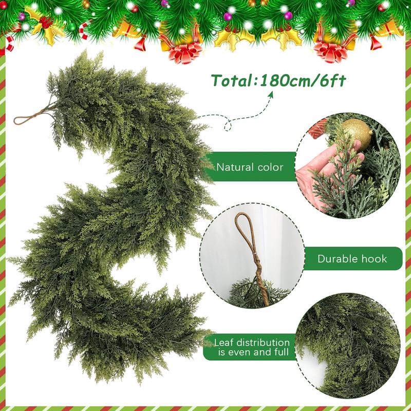 FestiveFinds™ Luxury 9ft Cedar Garland – Ultra-Lifelike, Full & Reusable Evergreen Greenery for Elegant Holiday Mantels, Staircases, and Front Door Décor