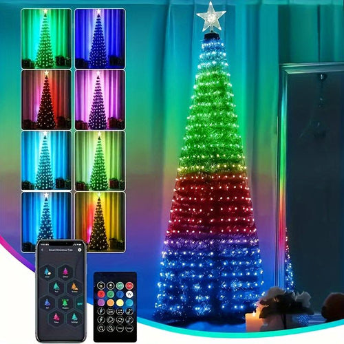 FeastiveFinds 7FT Smart Christmas Tree with RGB LED Lights, Remote & App Control, Timer, Music Sync – Prelit Artificial Tree for Indoor and Outdoor Holiday Decorations